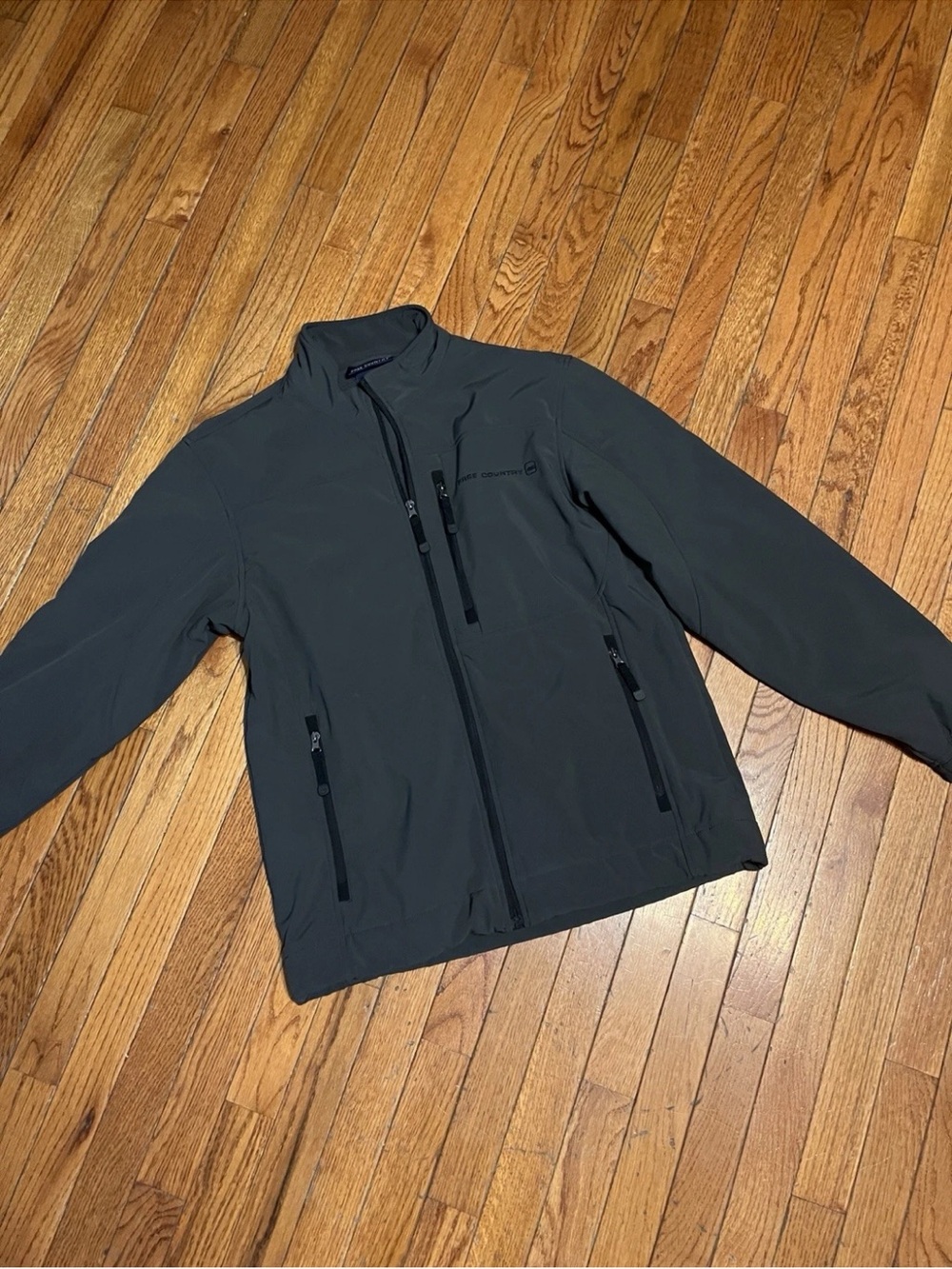 Men’s Free Country Medium Gray Softshell Windbreaker Fall Zip up Jacket